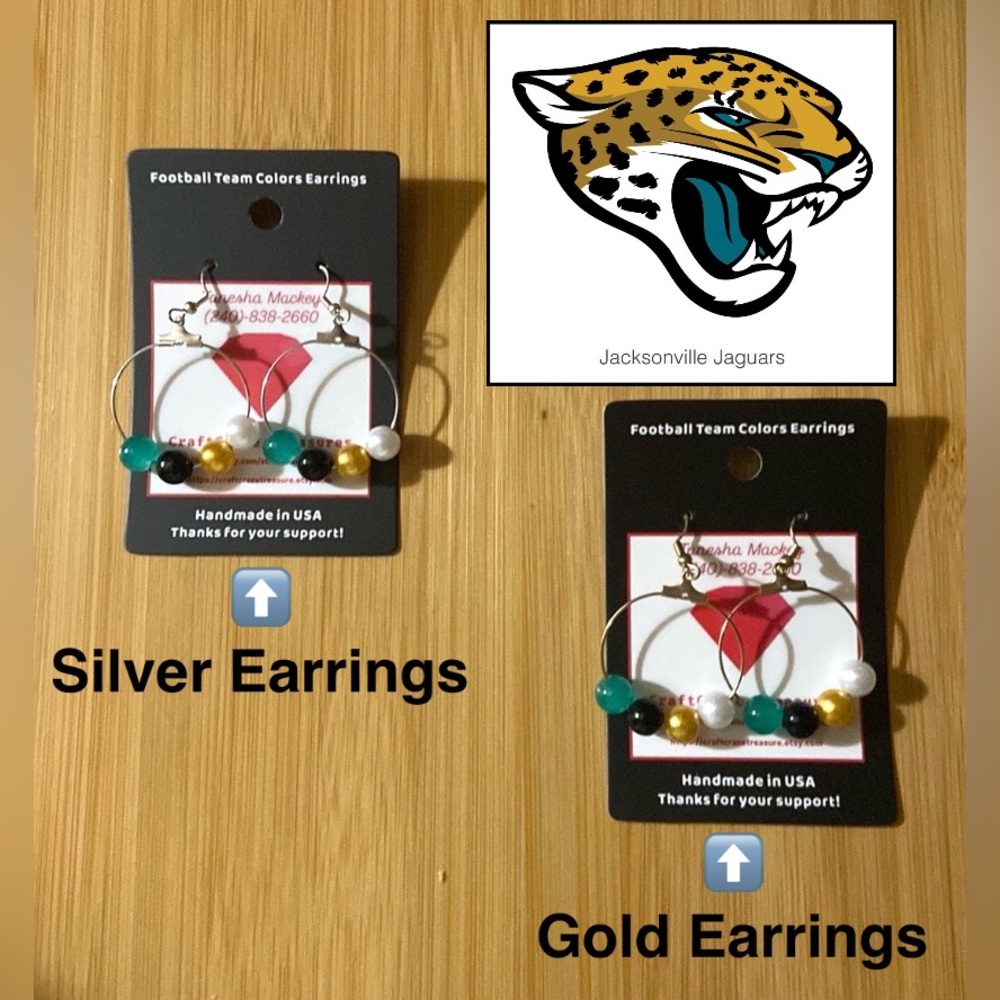 Jacksonville Jaguars Bead Earrings - Handmade